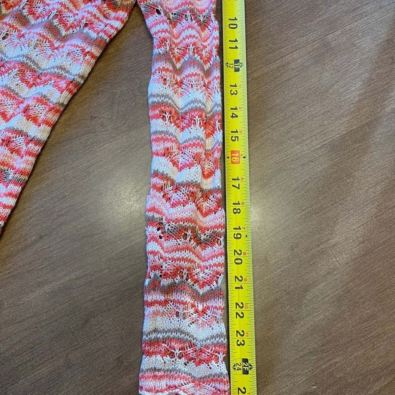 BOSTON PROPER Crochet Cardigan Coral Brown Design7