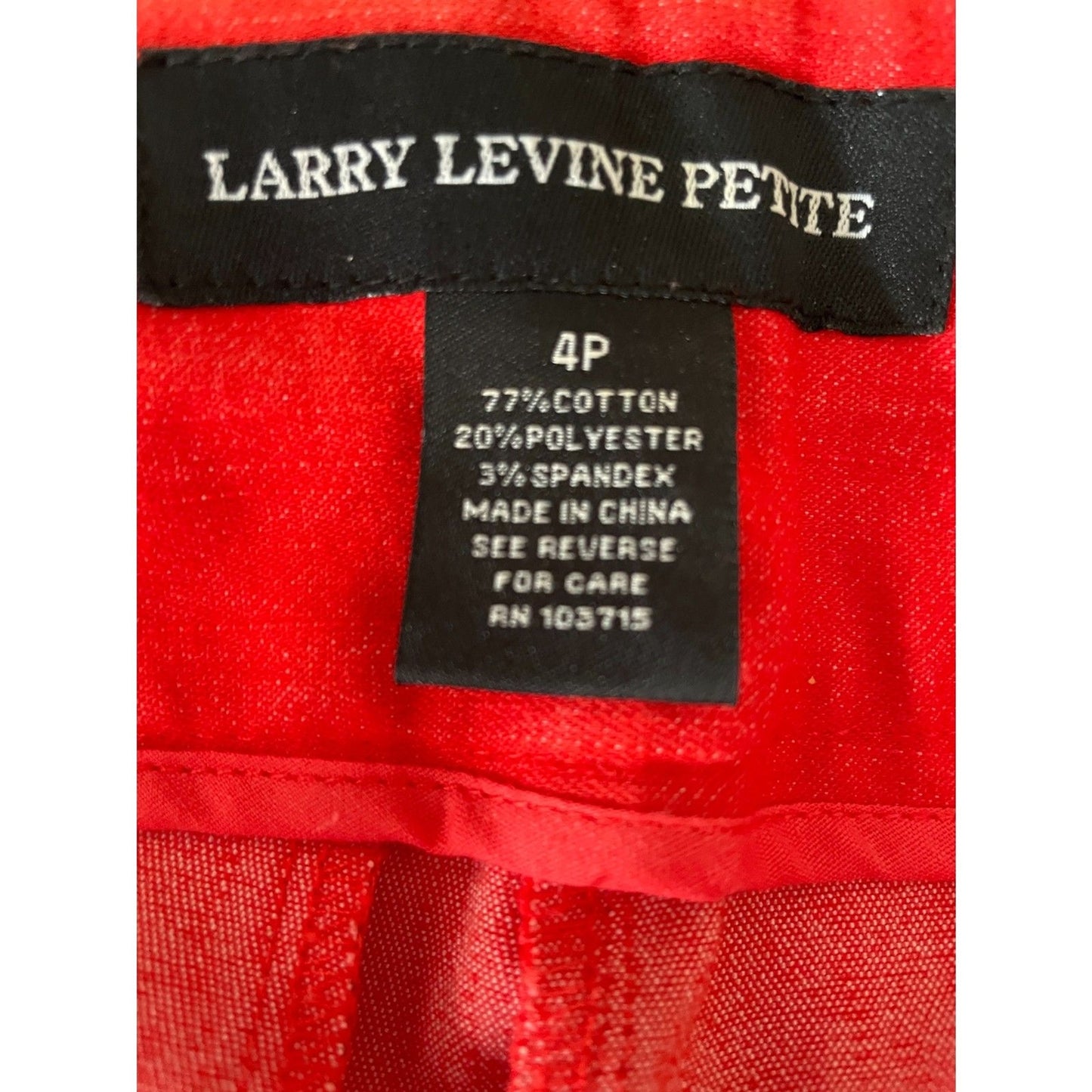 LARRY LEVINE Red Cropped Capri Chino Cotton Pants, Size 4 Petite4
