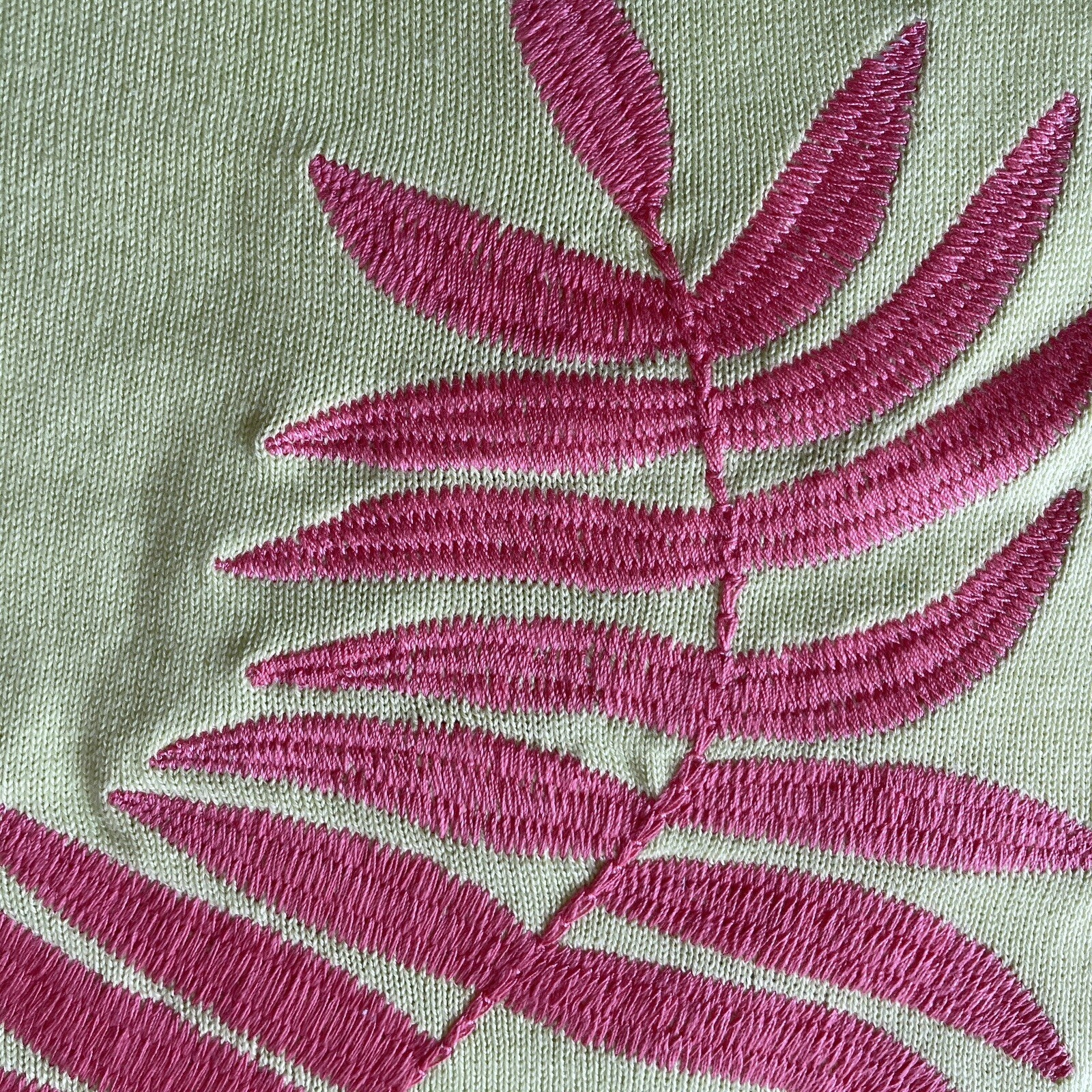 MAGGIE SWEET 100% Cotton Embroidered Lime Green Palm Trees Knit Tank, Size 4X4
