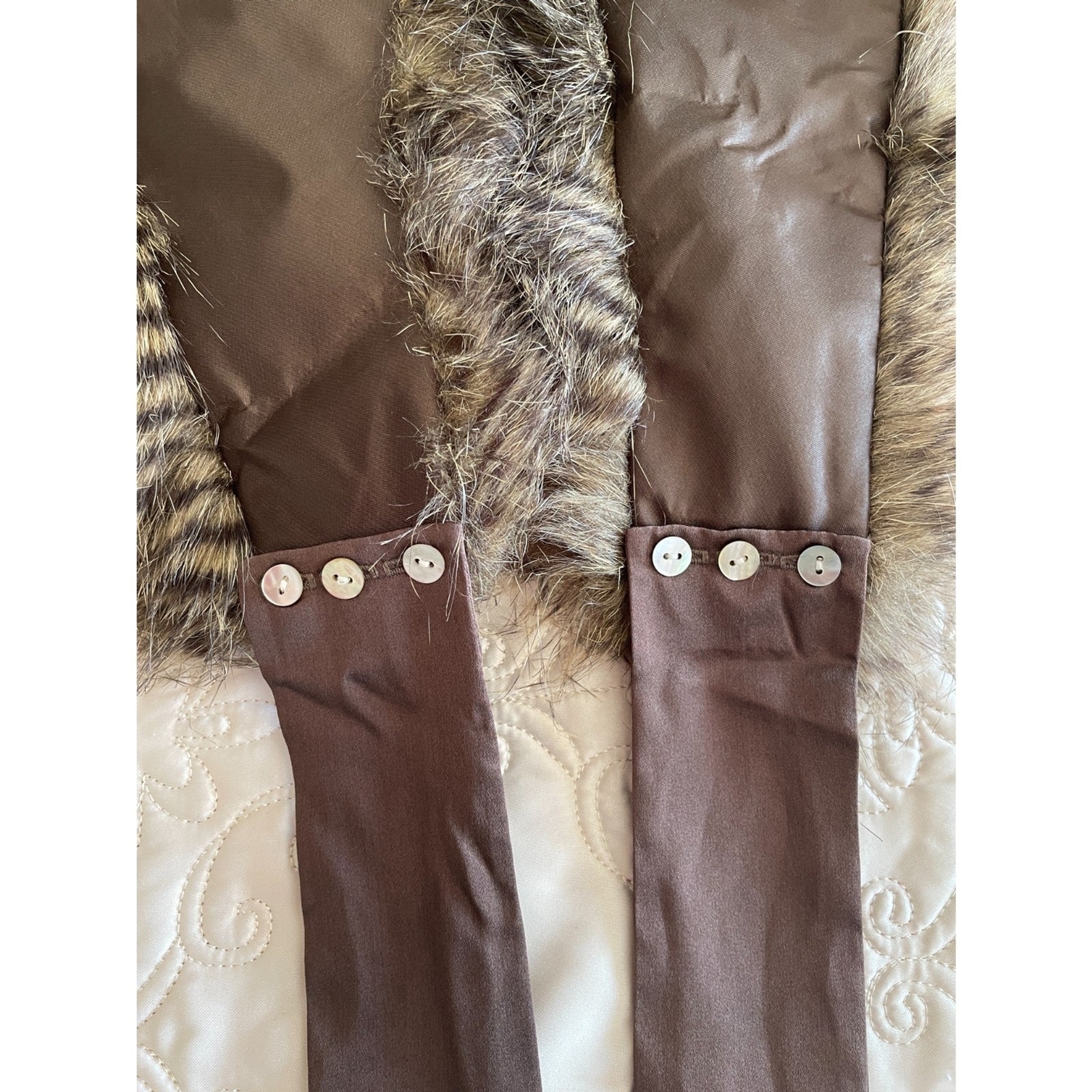 RANDOLPH DUKE Faux Fur Removable Stole Collar, Brown & Cream7