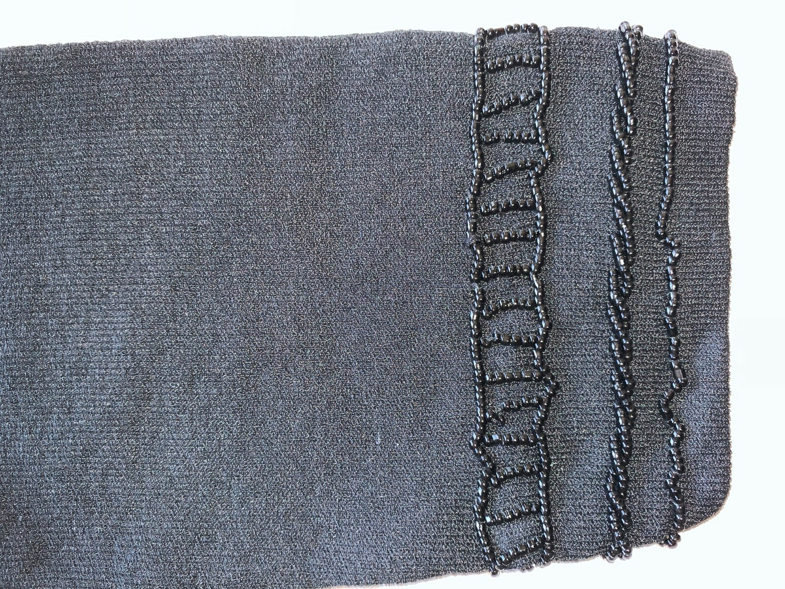 CHICO’S Black Dressy Vintage Cardigan Sweater with Black Beaded Fringe Trim3