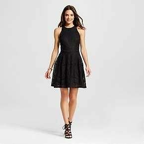  MASSIMO'S Little Black Lace Halter Dress, Size S0