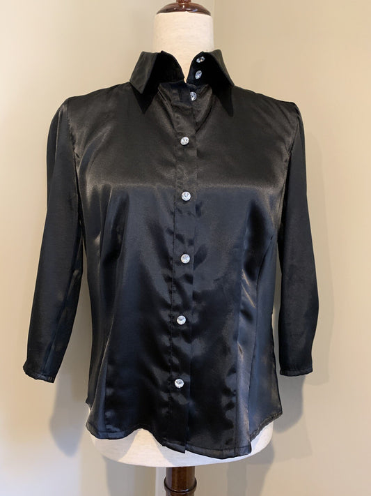 PANTOLOGY Black Blouse w/Mirror-like Buttons0
