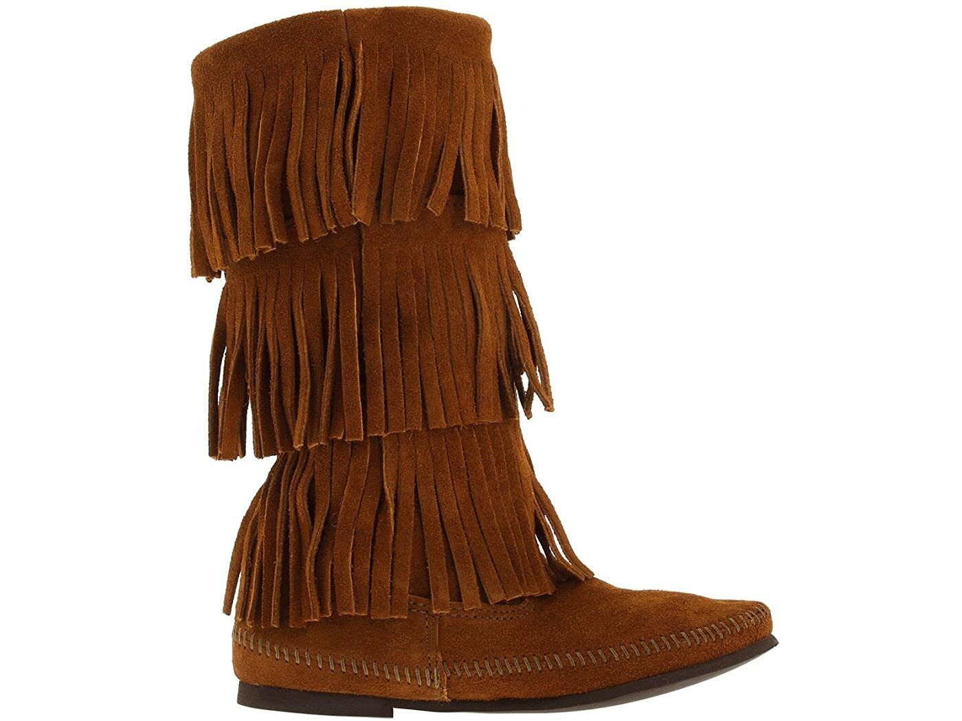 MINNETONKA Brown Suede Three Layer Fringe Boots, Size 72