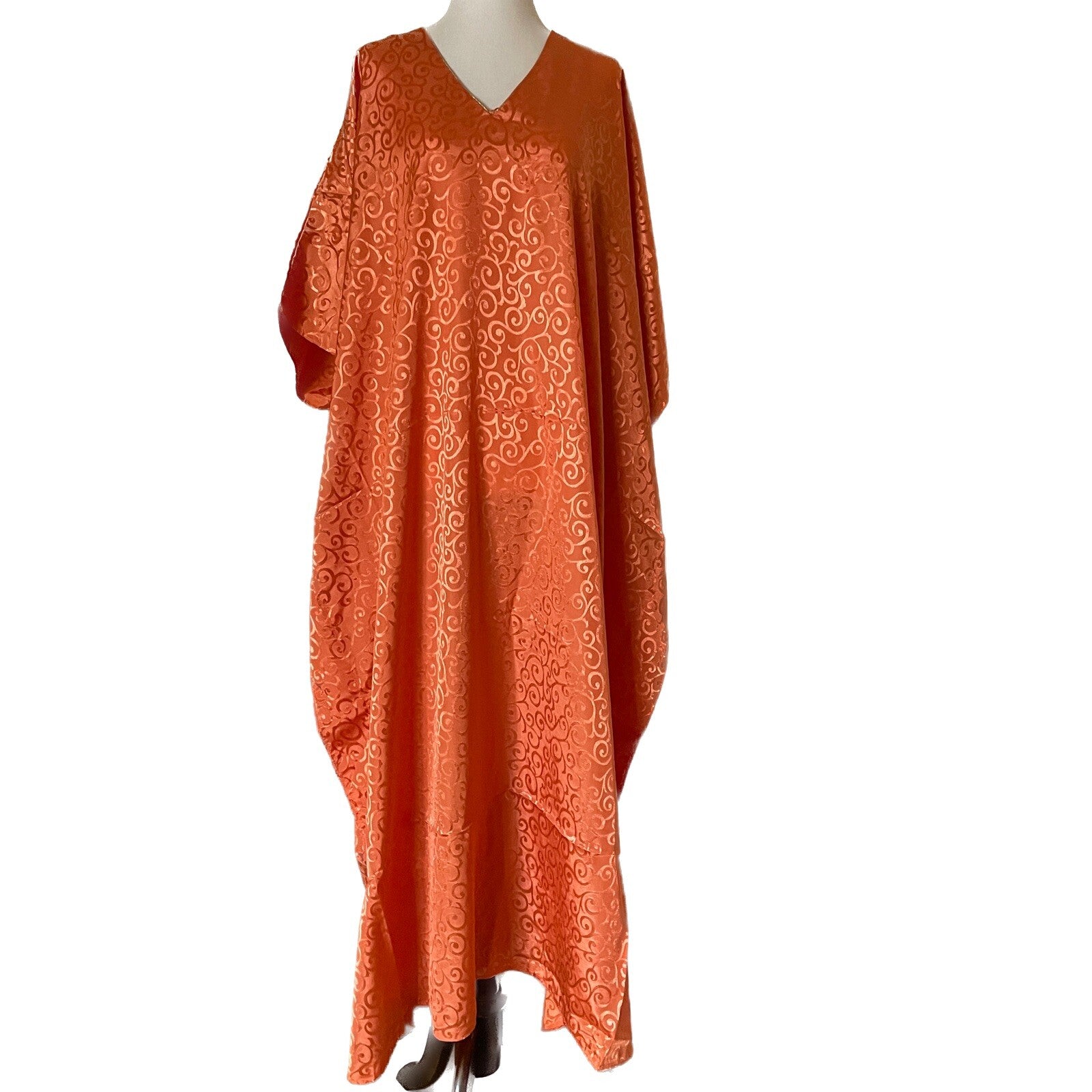 ANTTHONY MARK HANKINS ORIGINAL New Orange Swirl Caftan / Kaftan Dress, Free Size0