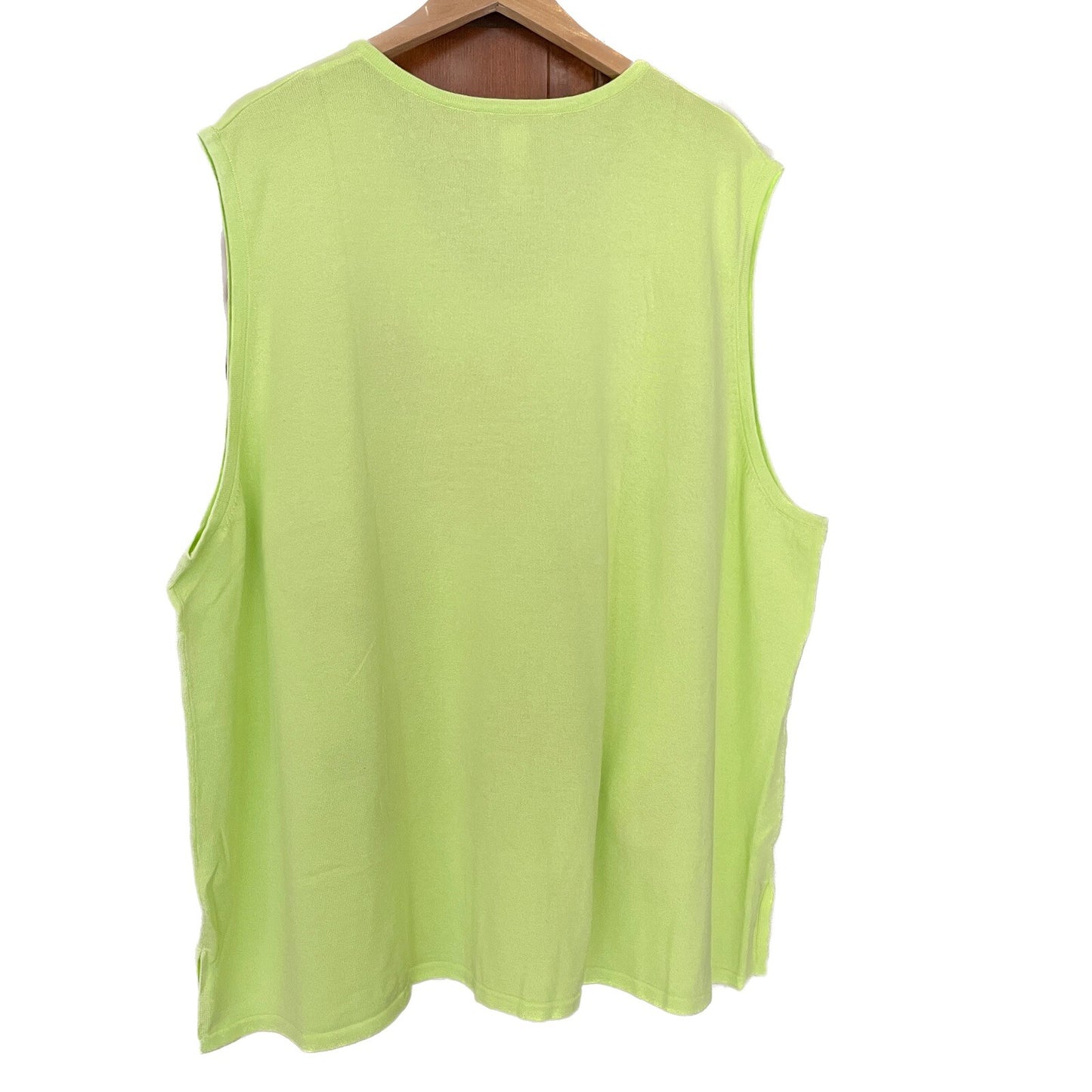 MAGGIE SWEET 100% Cotton Embroidered Lime Green Palm Trees Knit Tank, Size 4X1
