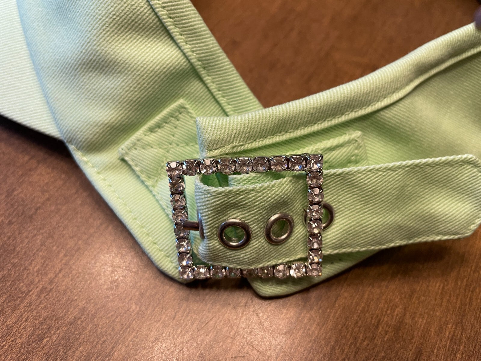 SUSAN GRAVER New Adorable Mint Green % Cotton Sun Visor with bling buckle6