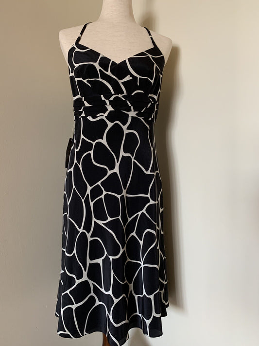 ANN TAYLOR 100% Silk Giraffe Print Halter Dress0