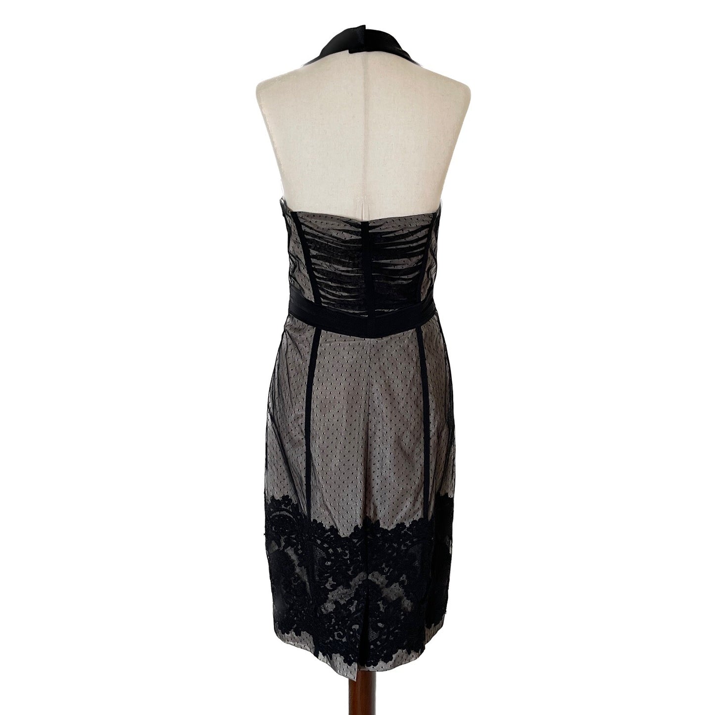 KAREN MILLEN New Black Lace Corset Halter Dress, Size 82