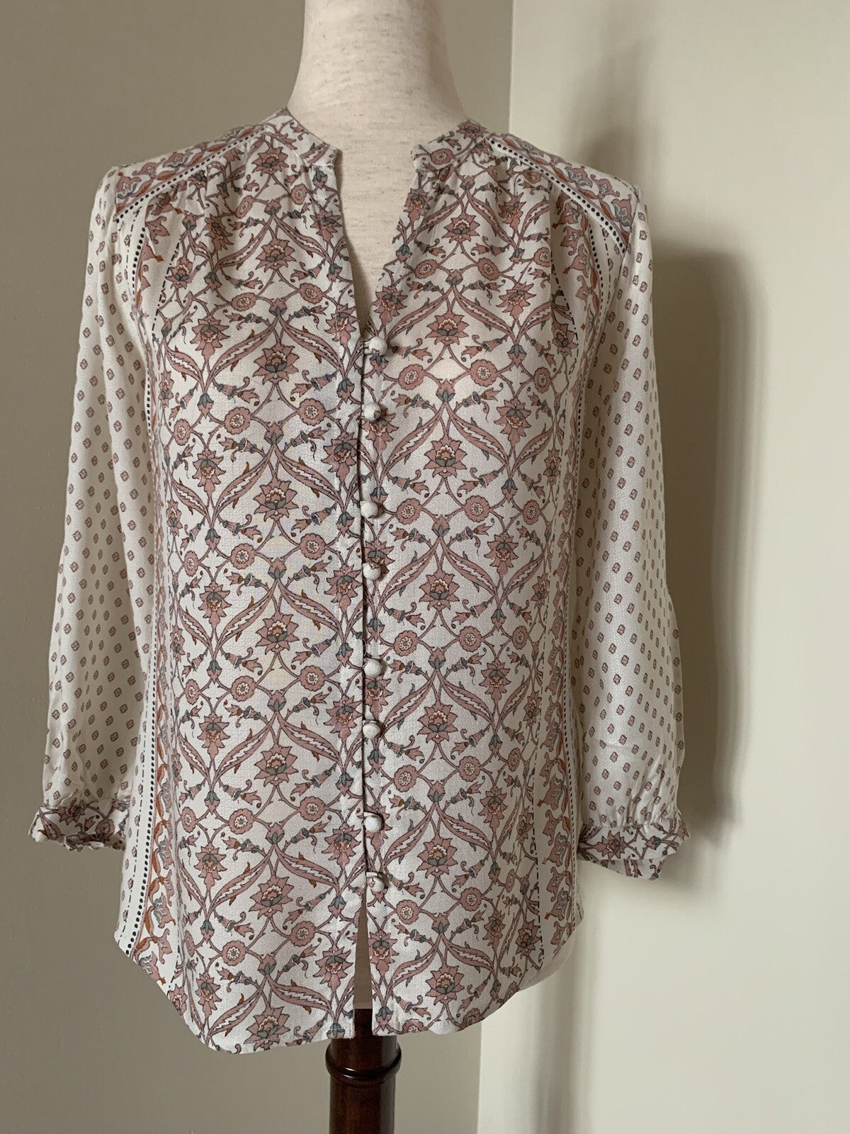LUCKY BRAND Peasant Print Pullover Blouse0