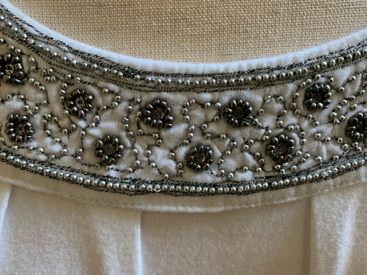 White dress with Silver & Metallic Beading, Size Small2