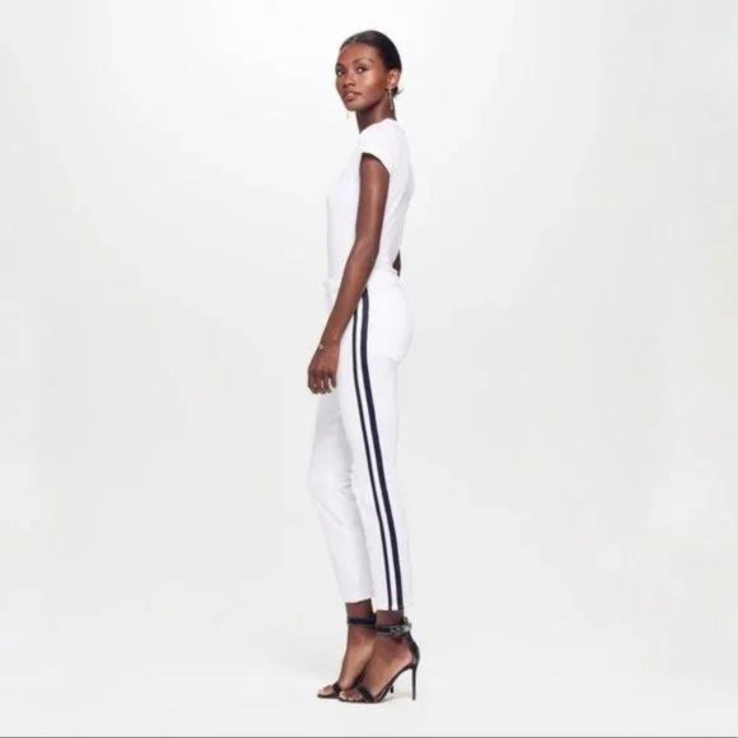 MOTHER New The Looker Ankle Glass Slipper Racer White and Navy Jeans, Size 242