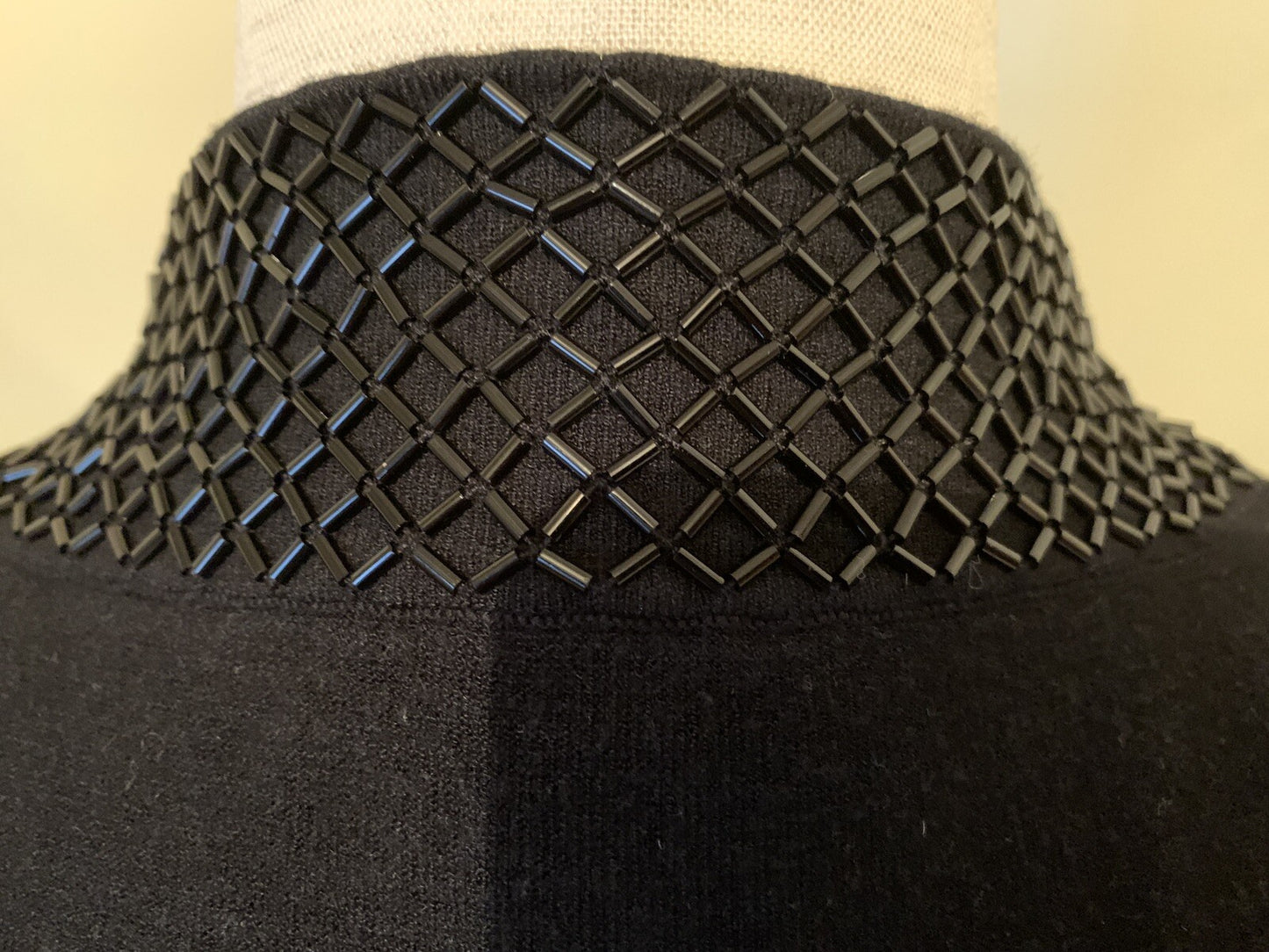 KATHERINE BARCLAY Black Sweater w/Beaded V-Neck4