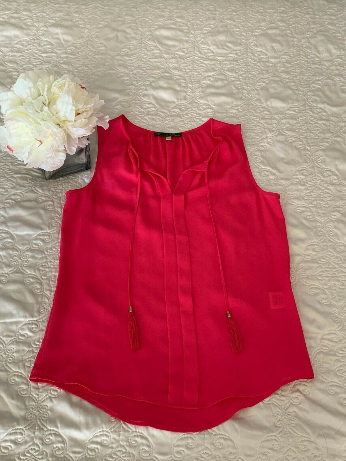 ROSE & OLIVE Fuchsia Tank w/tassel, Size XS1