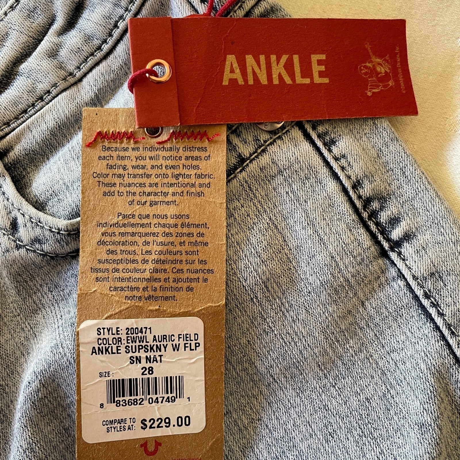 TRUE RELIGION New Ankle Super Skinny Jeans, Size 285