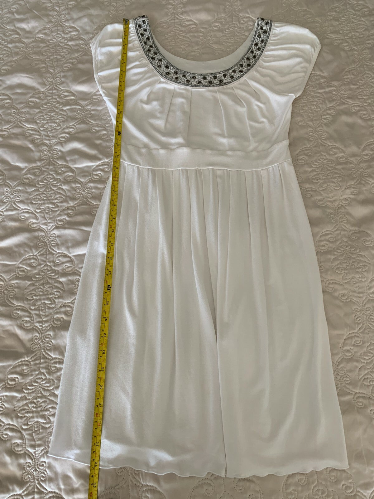 White dress with Silver & Metallic Beading, Size Small5