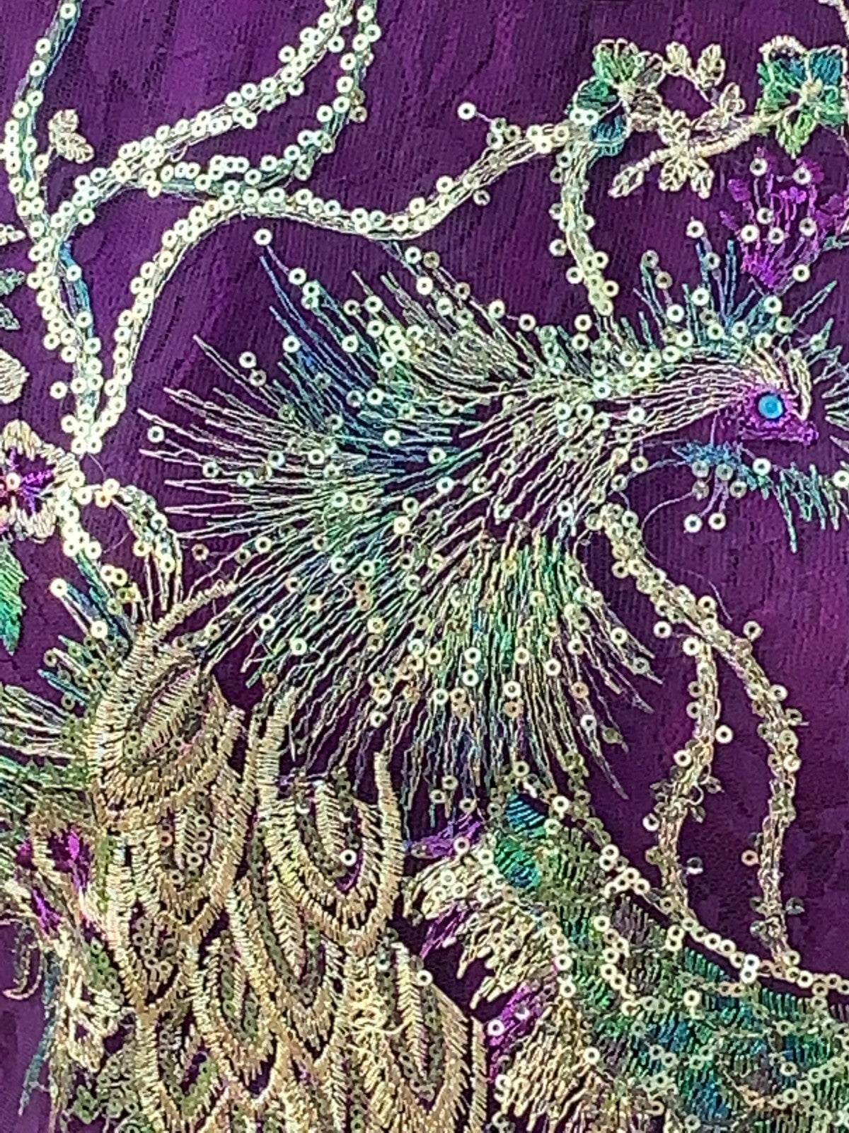 Purple Lace Top with Gold & Green Sequin Peacock2