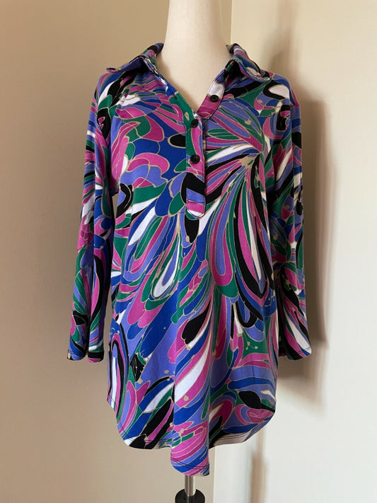 EVAN PICONE 100% Cotton Abstract Shirt, Size Large0