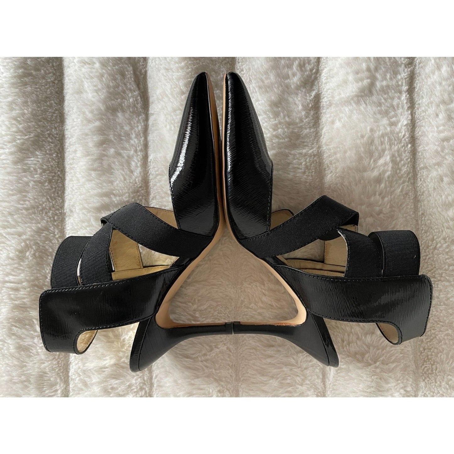 MICHAEL KORS Black Patent Leather Meadow Strappy Pointed-Toe Pump 3" Heels4