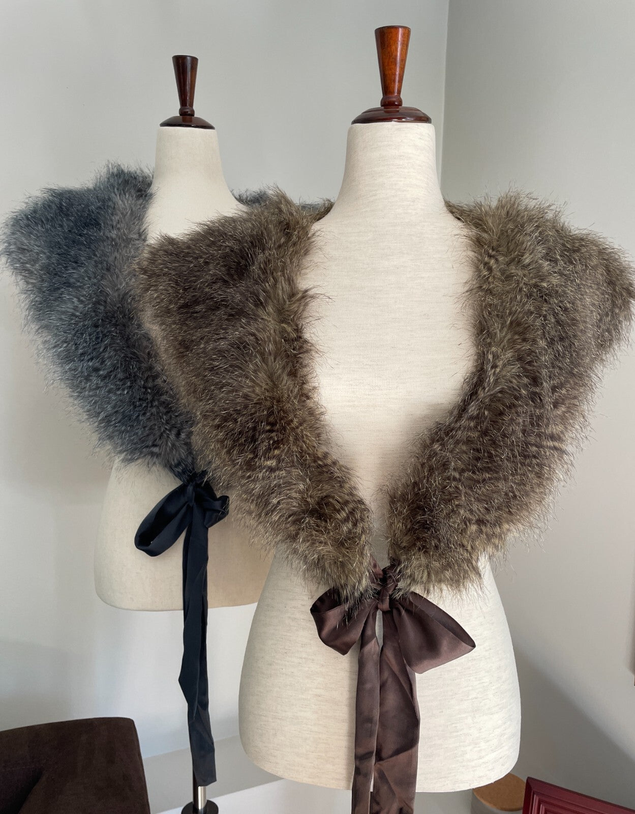 RANDOLPH DUKE Faux Fur Removable Stole Collar, Brown & Cream4