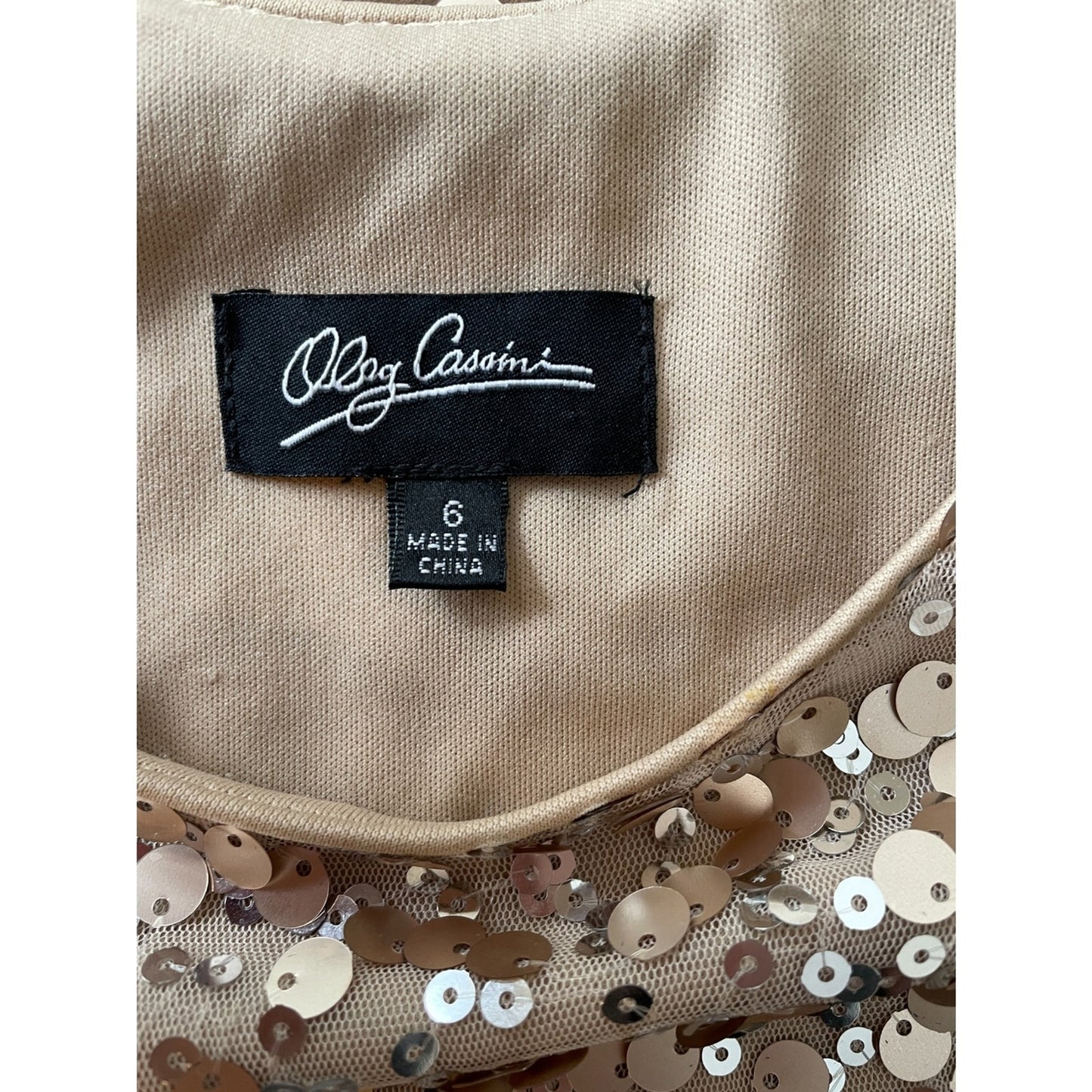 OLEG CASSINI Gold Sequin Tank Mini Dress, Size 63