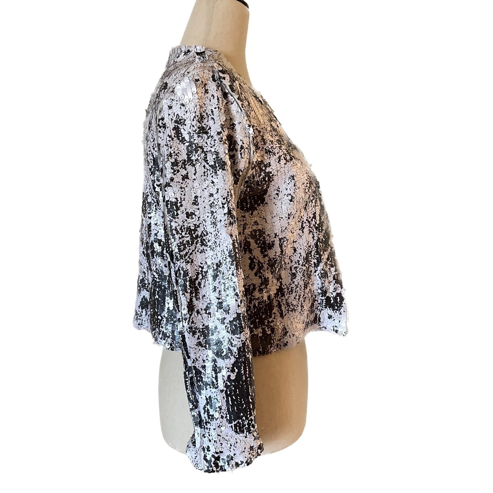 SEN New White & Black Sequin Short Jacket from Milan, Italy, Size XS1