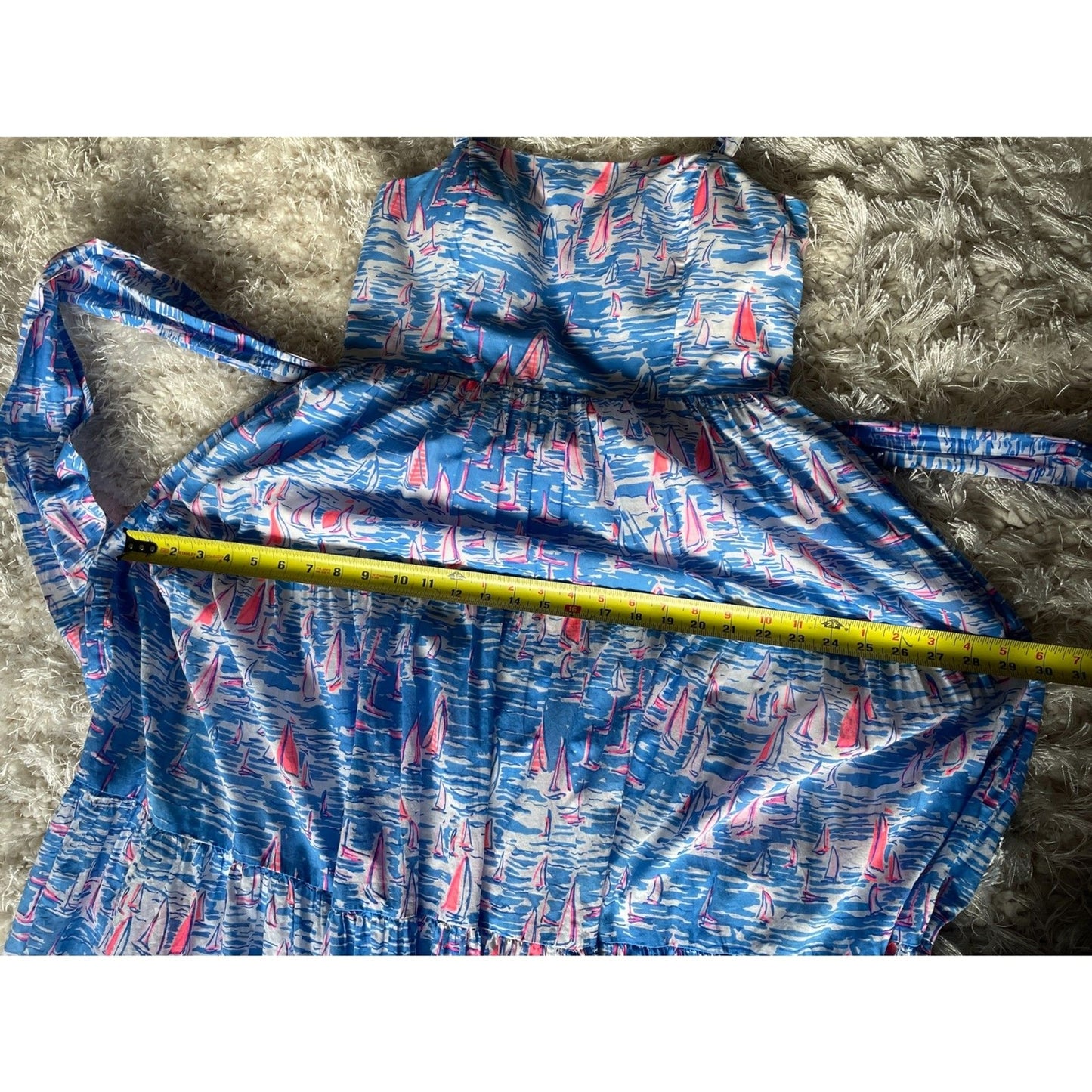 LILLY PULITZER ANALEESE Cotton Midi Dress, Zanzibar Blue Boatylicious, Size 1011