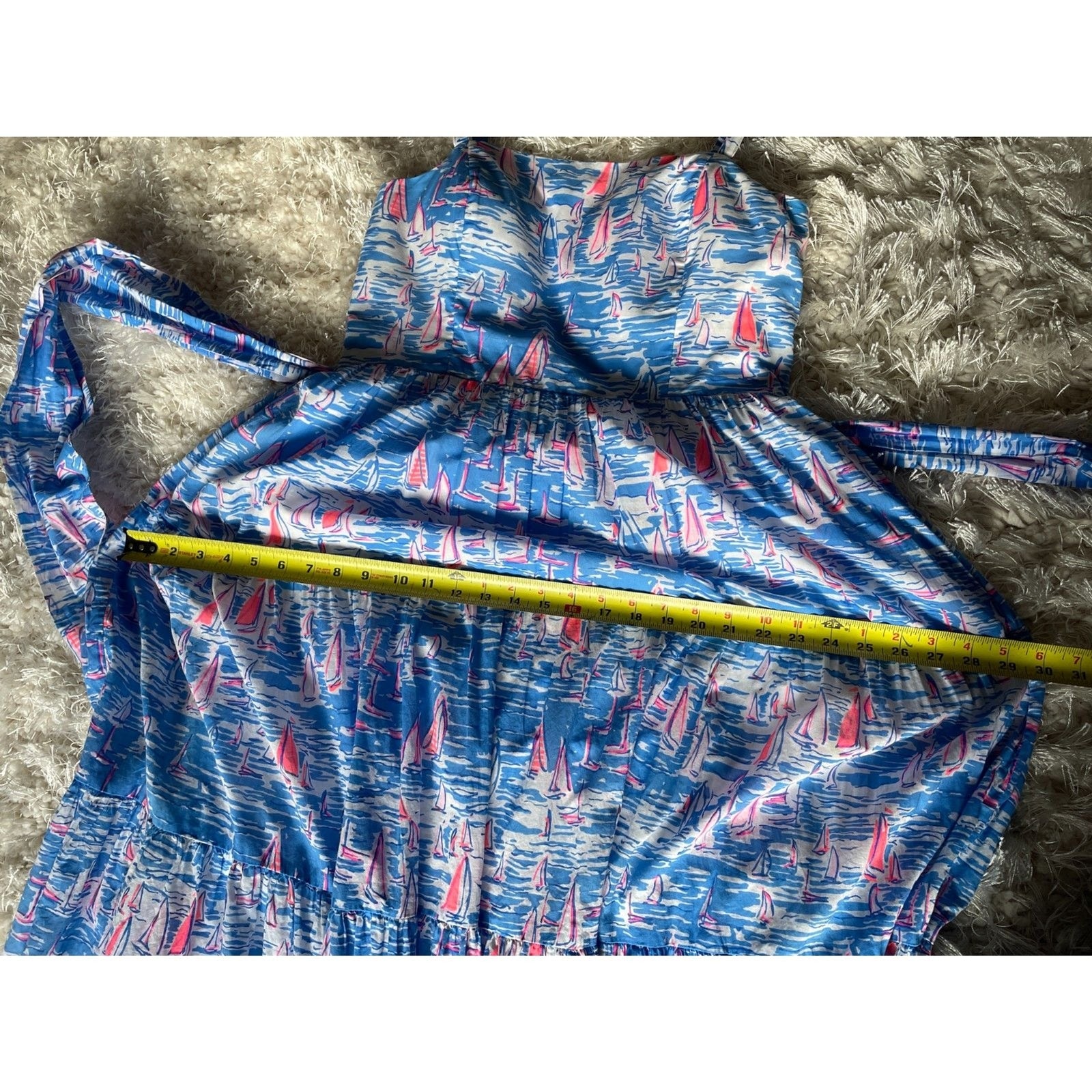 LILLY PULITZER ANALEESE Cotton Midi Dress, Zanzibar Blue Boatylicious, Size 1011