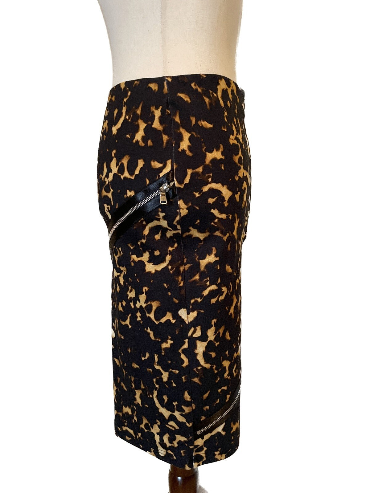 McQ ALEXANDER McQUEEN Stretch Leopard Print Pencil Skirt with Zip Detail, Size M5