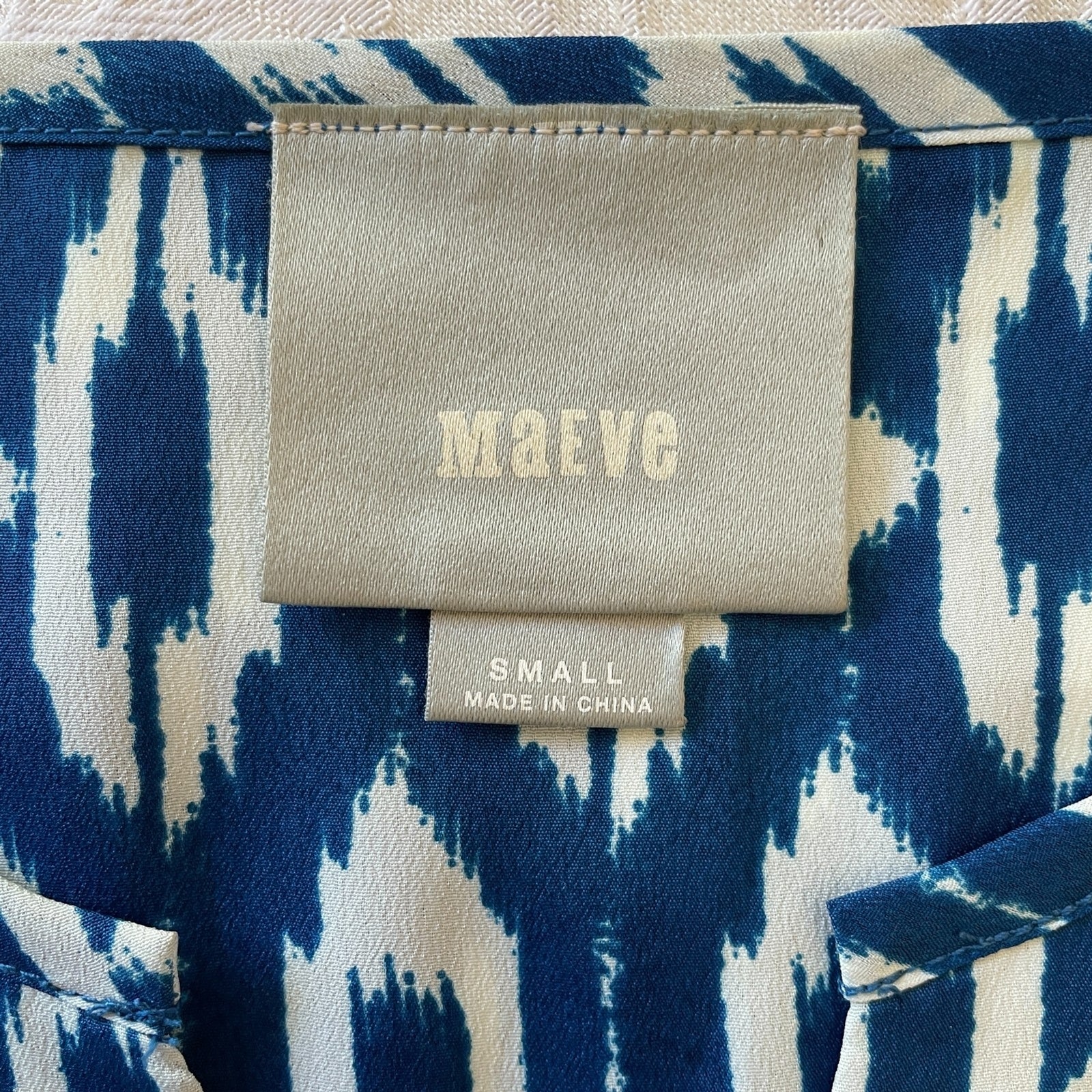 MAEVE Anthropologie Blue and White Aztec Shirt Dress, Size Small6