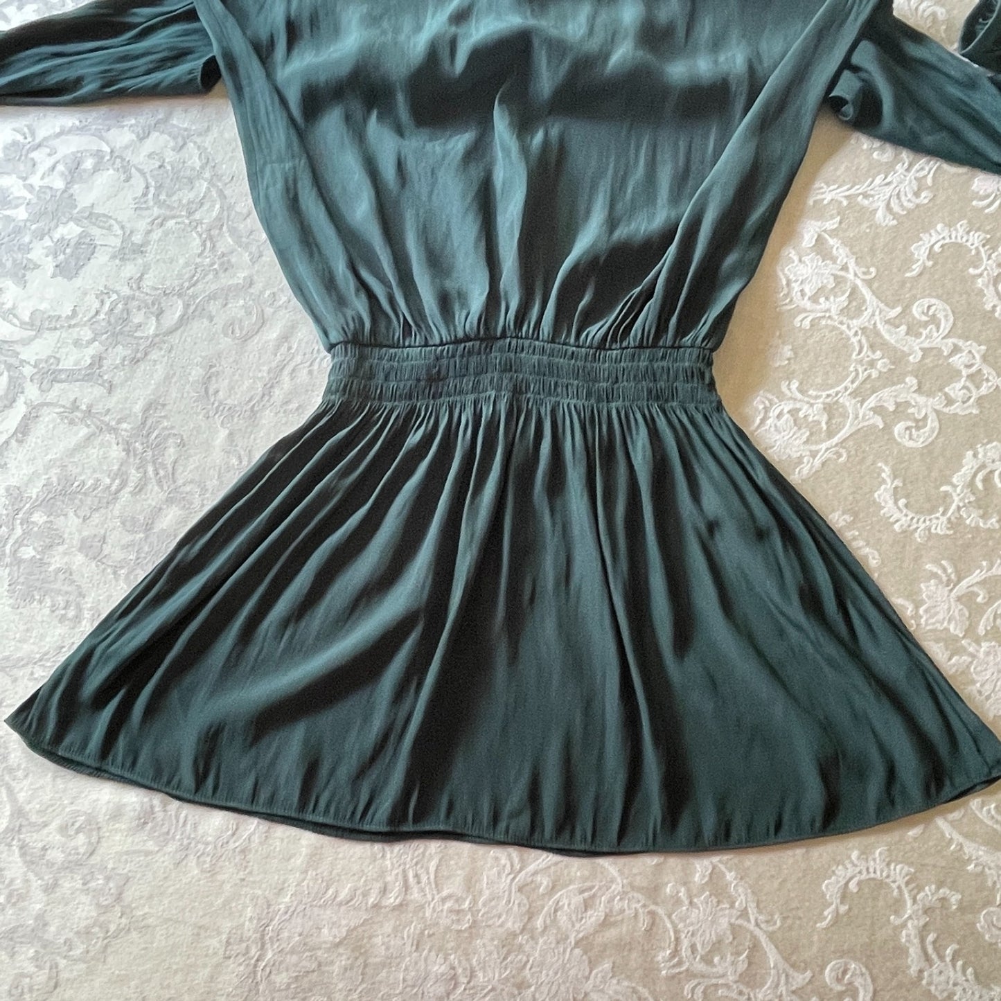 RAMY BROOK NWOT Lauren Spruce Green Cold Shoulder Long Sleeve Dress, Size Small 10