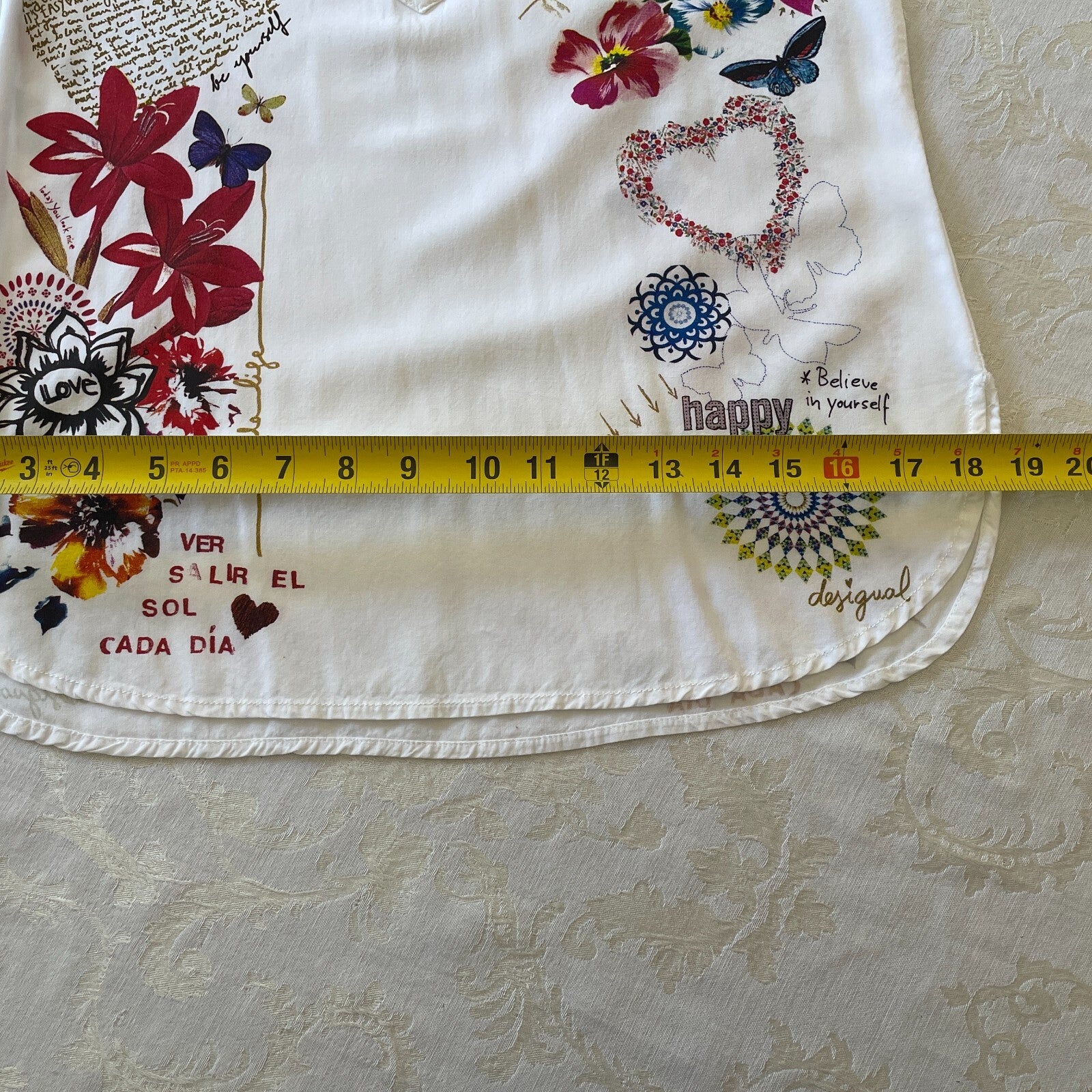 DESIGUAL New White Colorful Floral Top, Size Small17