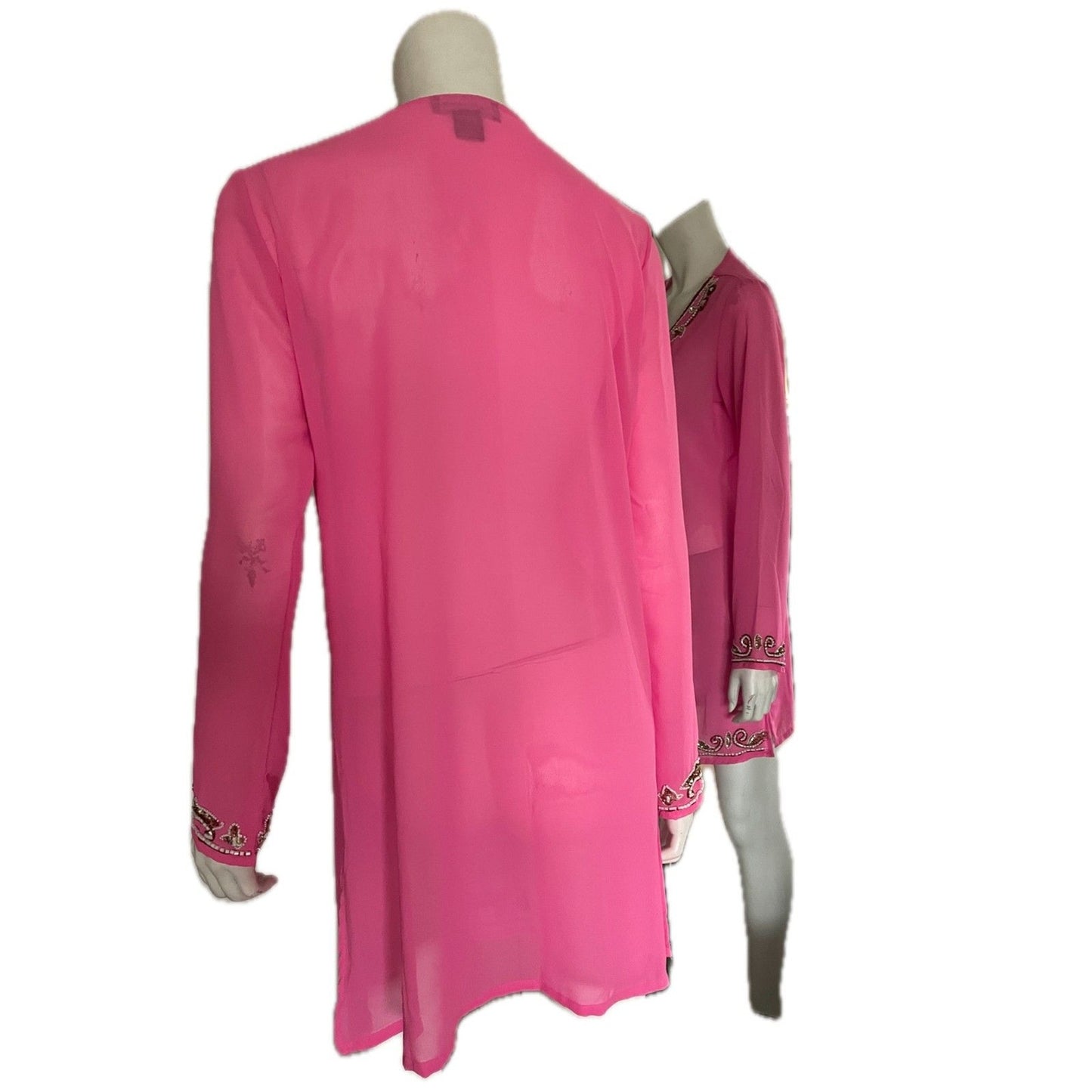 MIX NOUVEAU Pink Beaded Sheer Cover-Up, Size Small5