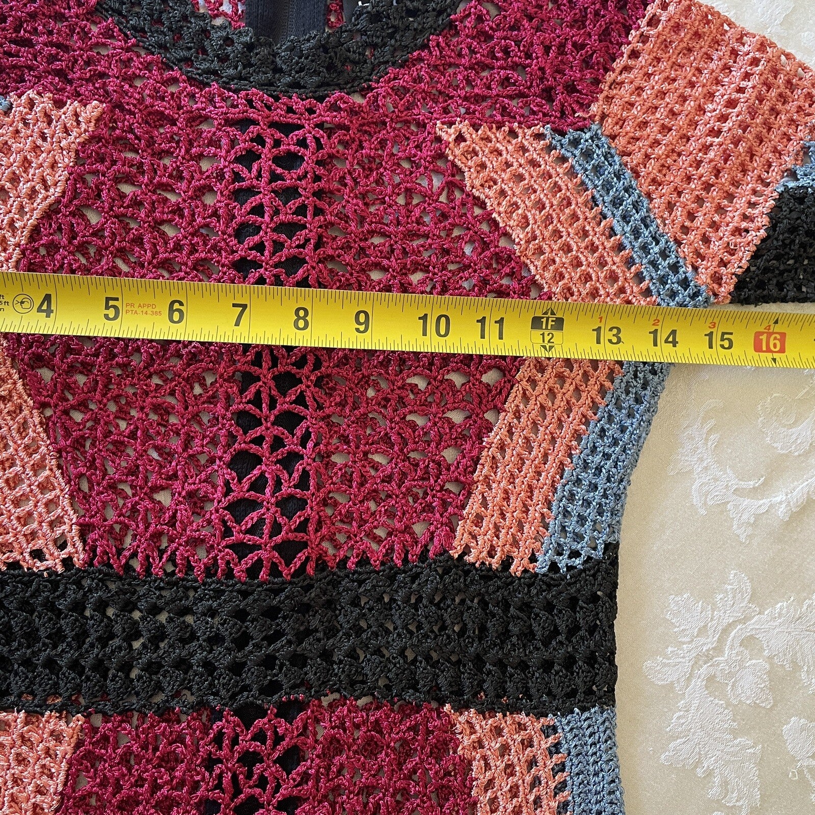BEBE Colorful Crochet Knit Long Sleeve Mini Dress, Size XS10
