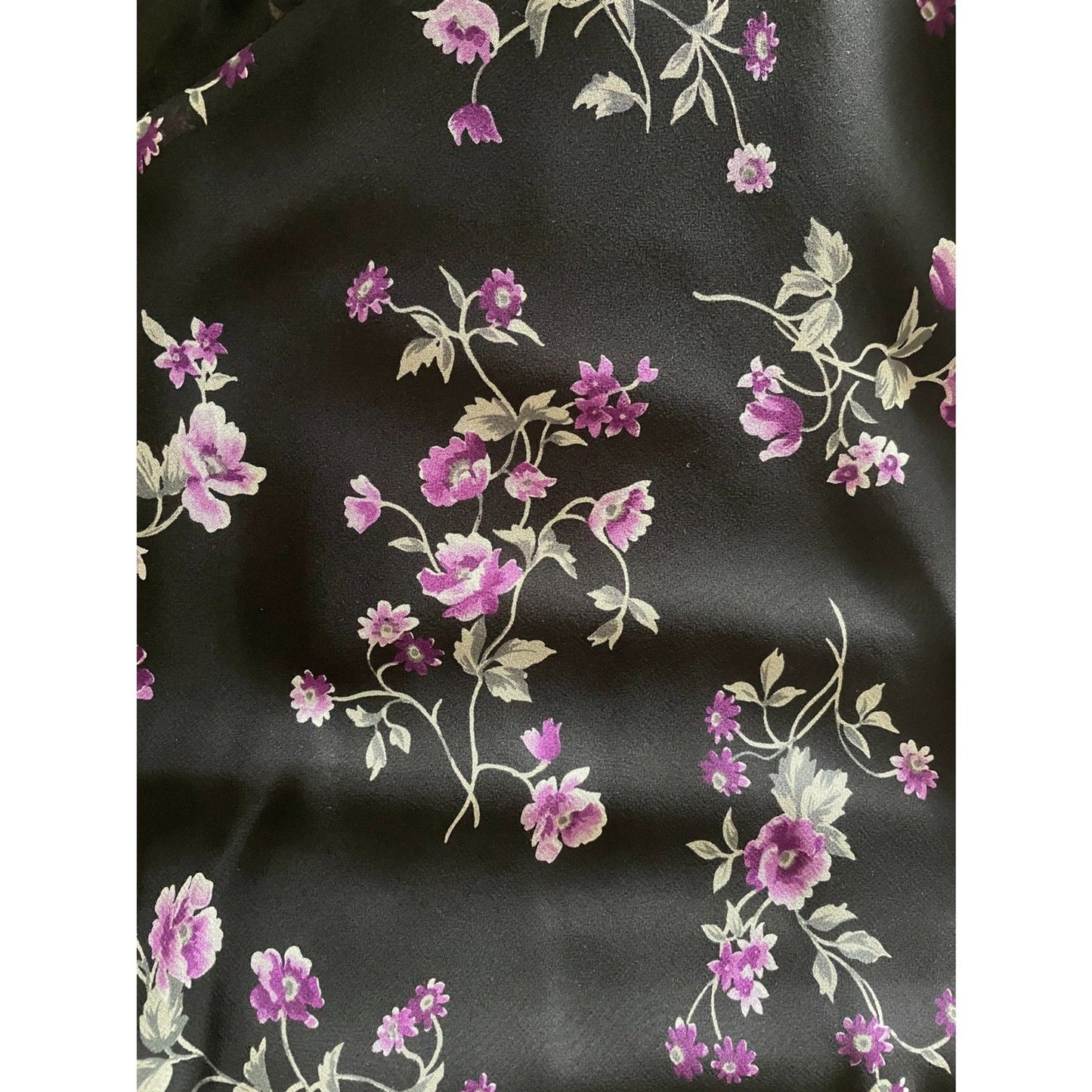 ROBBIE BEE NWOT Black & Purple Floral 100% Silk Slip Dress w/Sequin Top, Size 4P8