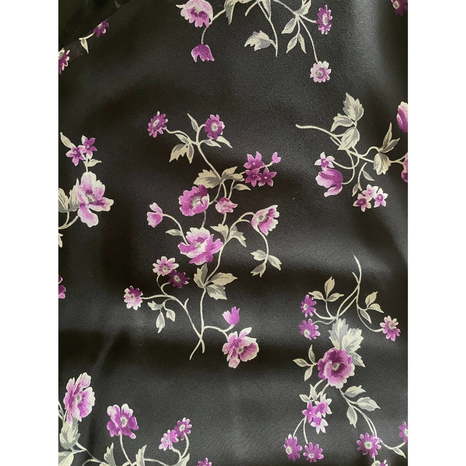 ROBBIE BEE NWOT Black & Purple Floral 100% Silk Slip Dress w/Sequin Top, Size 4P8