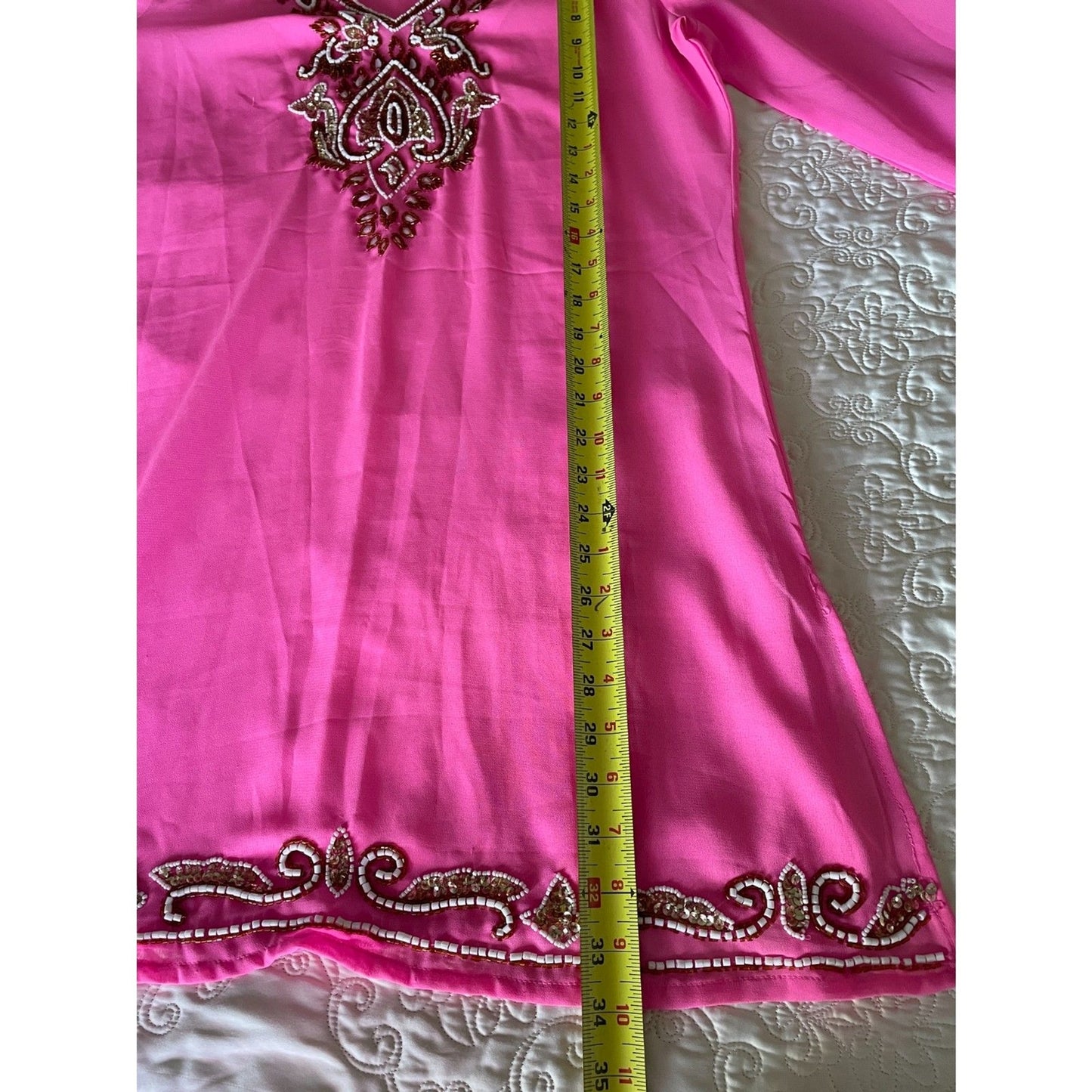 MIX NOUVEAU Pink Beaded Sheer Cover-Up, Size Small8