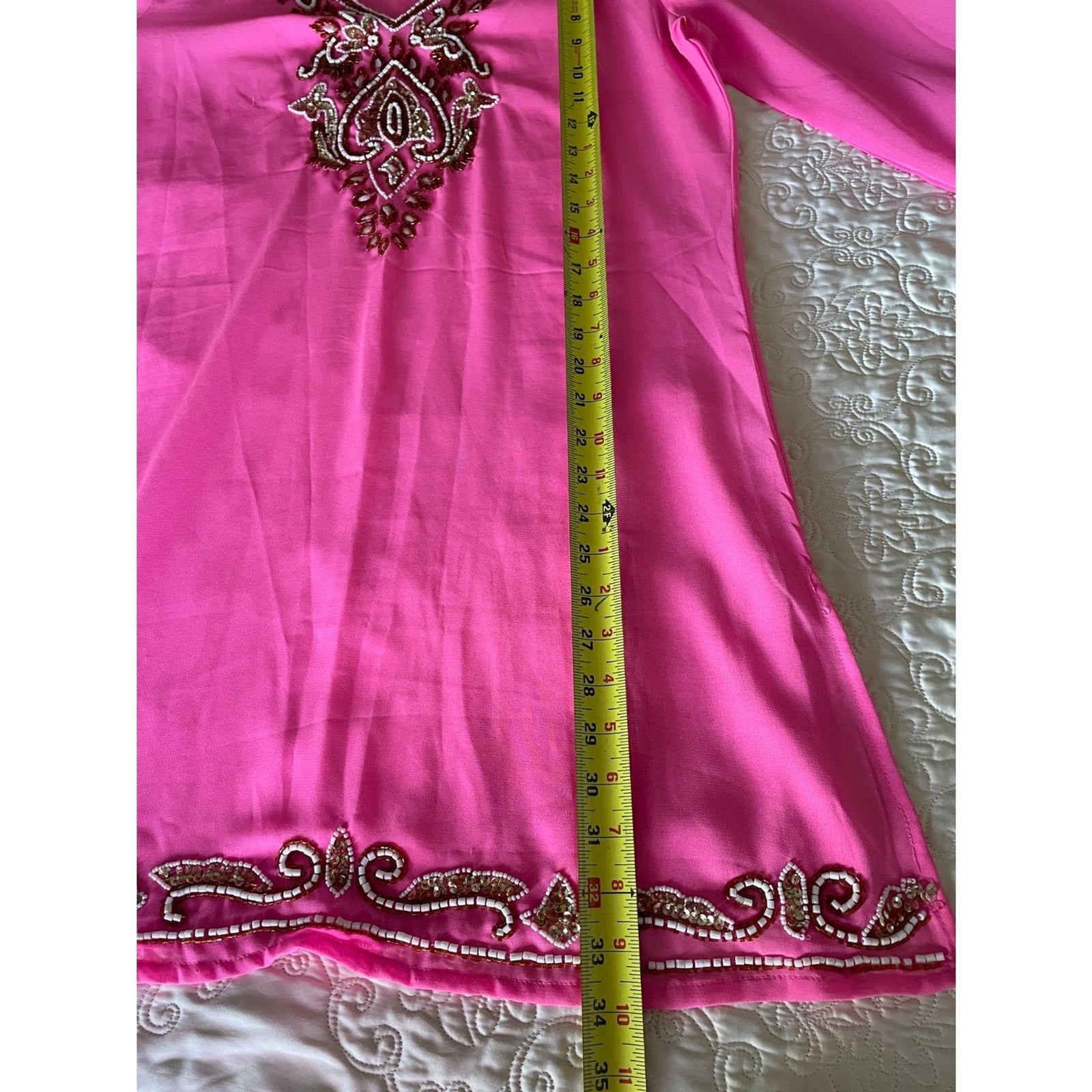 MIX NOUVEAU Pink Beaded Sheer Cover-Up, Size Small8