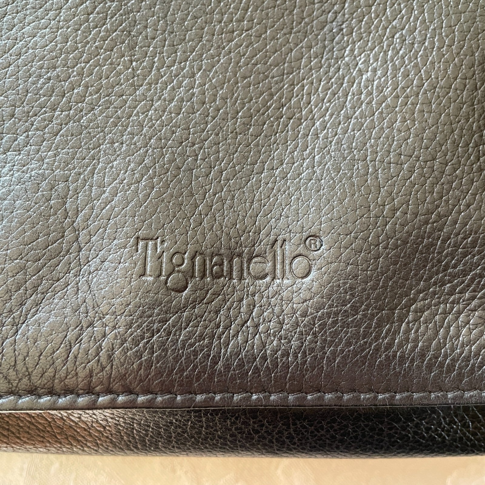 TIGNANELLO Black Genuine Leather Crossbody Bag with Flap Over 3