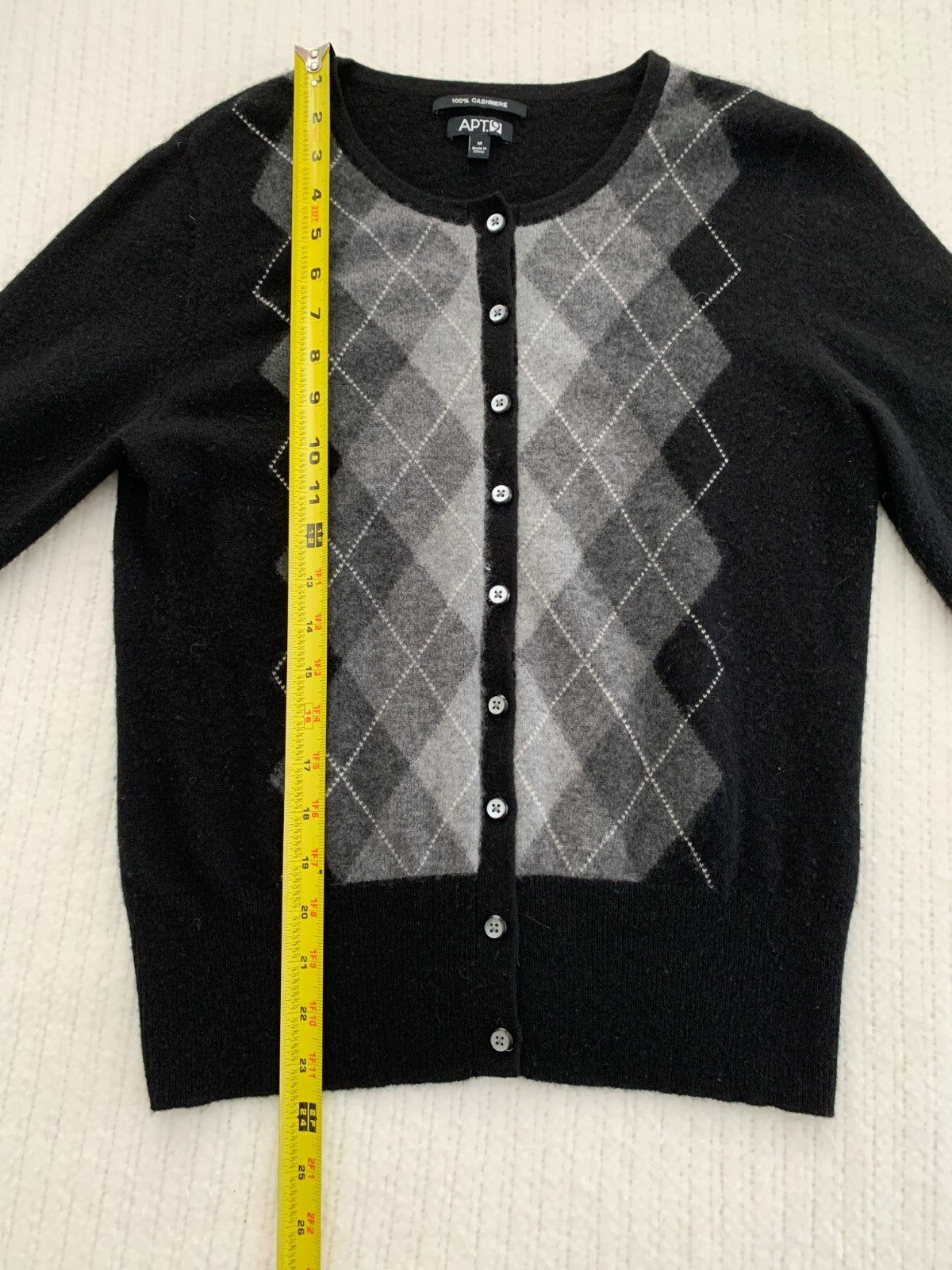 Apt. 9 100% Cashmere Argyle Cardigan Sweater, Size Medium1