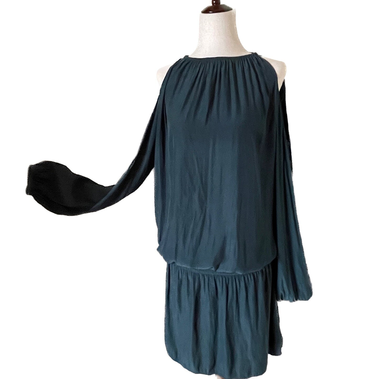 RAMY BROOK NWOT Lauren Spruce Green Cold Shoulder Long Sleeve Dress, Size Small 3