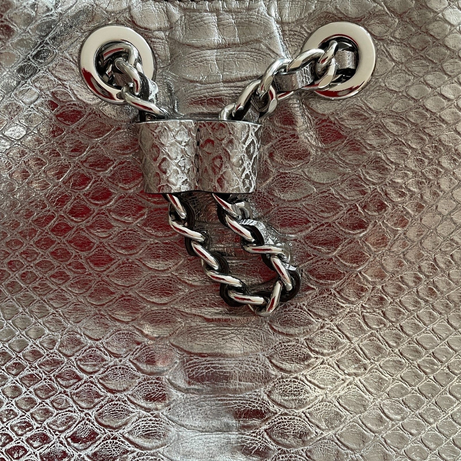 MICHAEL KORS Frankie Metallic Leather Crocodile-embossed Large Shoulder Bag2