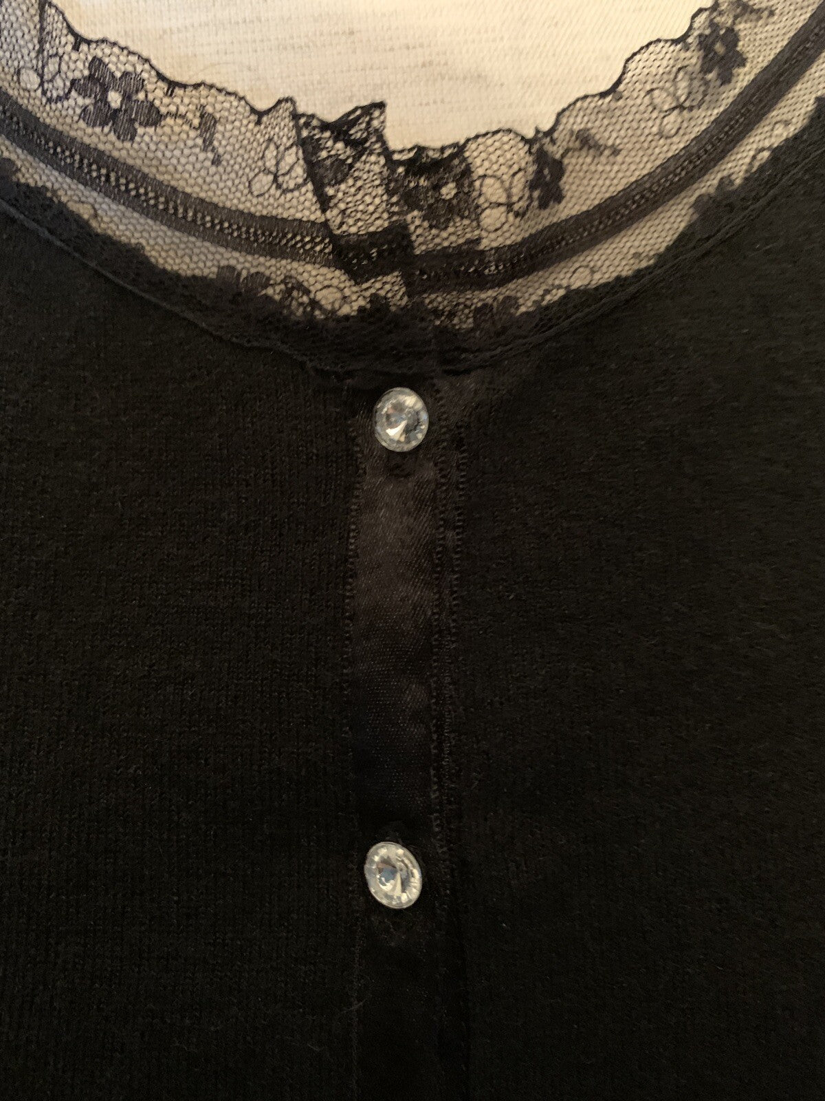 Black Lace Cotton Blend Sweater sequence flowers, Size M/L2