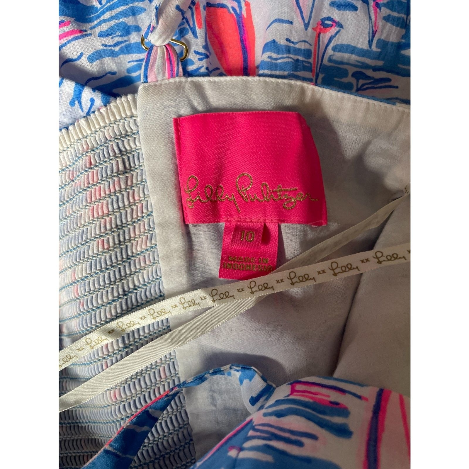 LILLY PULITZER ANALEESE Cotton Midi Dress, Zanzibar Blue Boatylicious, Size 106