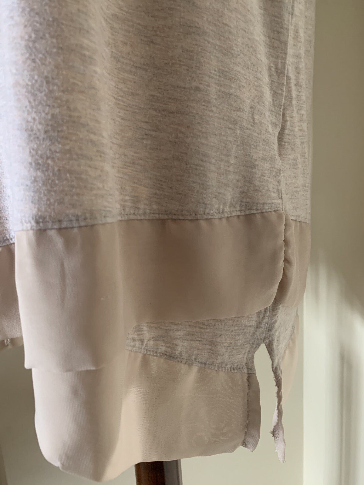 Beige Short Sleeve Top w/Tie on Back Collar4