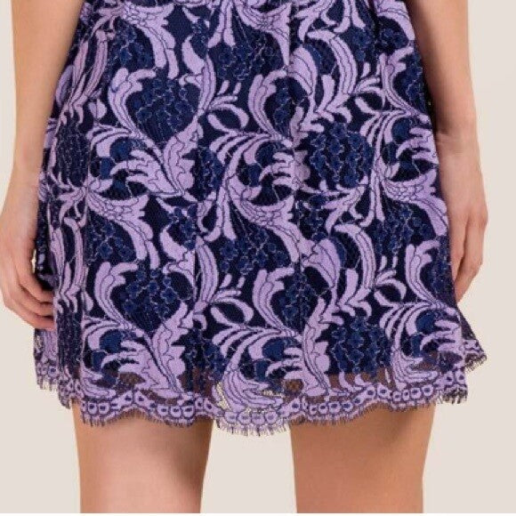 FRANCESCA’S lace halter dress in purple and blue1