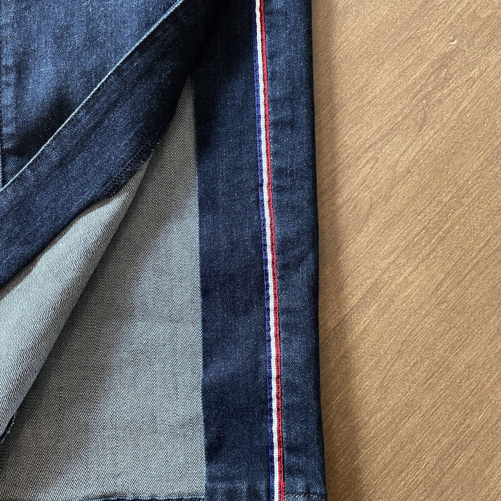 PARKER SMITH New Peek-a-Boo Red, White, Blue Stripe, Dark Blue Jeans, Size 293