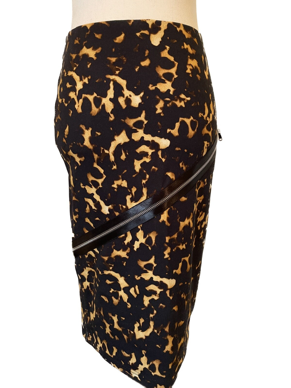 McQ ALEXANDER McQUEEN Stretch Leopard Print Pencil Skirt with Zip Detail, Size M4