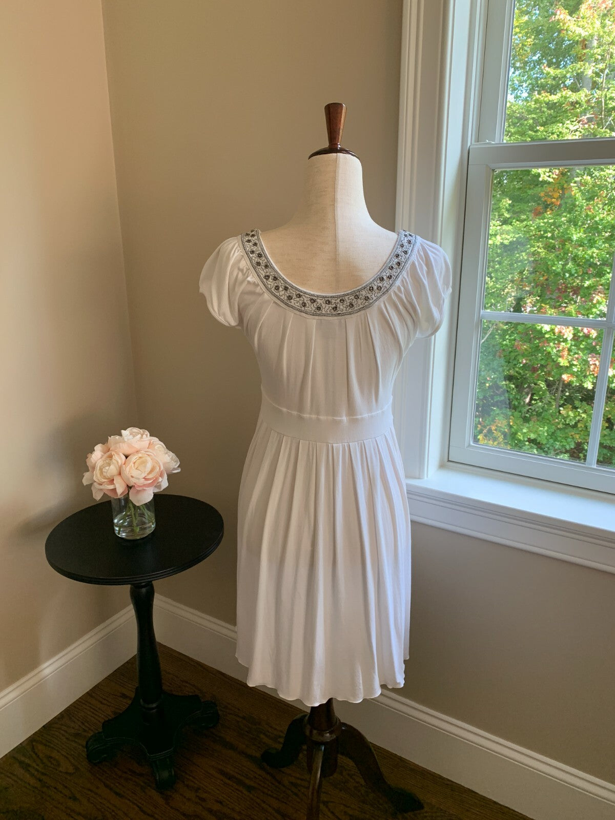 White dress with Silver & Metallic Beading, Size Small1