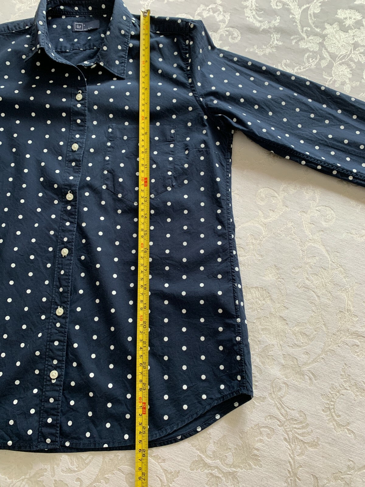 GAP Navy& White Polka Dot 100% Cotton Button Shirt5